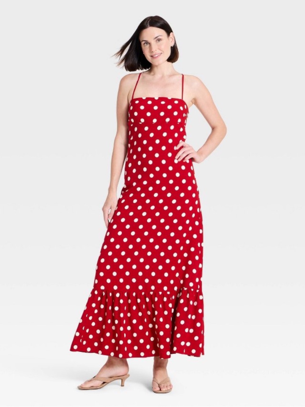 a new day Red Polka Dot Spaghetti Strap Maxi Dress 1X